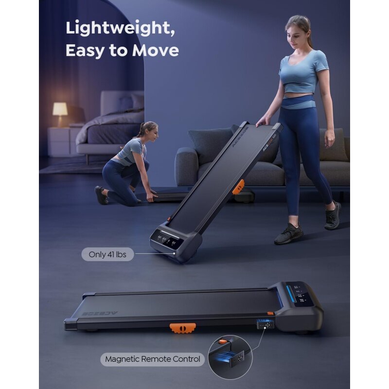 Treadmill di bawah meja, Treadmill berjalan untuk rumah, Treadmill portabel 3 dalam 1, mesin berlari bergulir, aplikasi/Kont jarak jauh