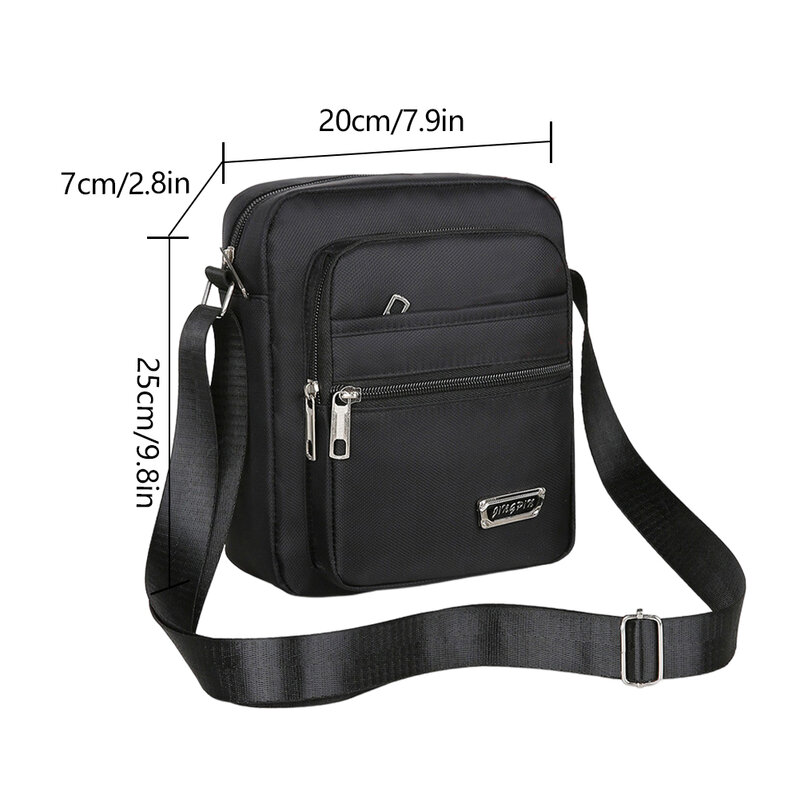 Simple Casual Crossbody Bag Men's Nylon Small Shoulder Bag Oxford Messenger Phone Side Sling Bag Large Satchel Chest Pack
