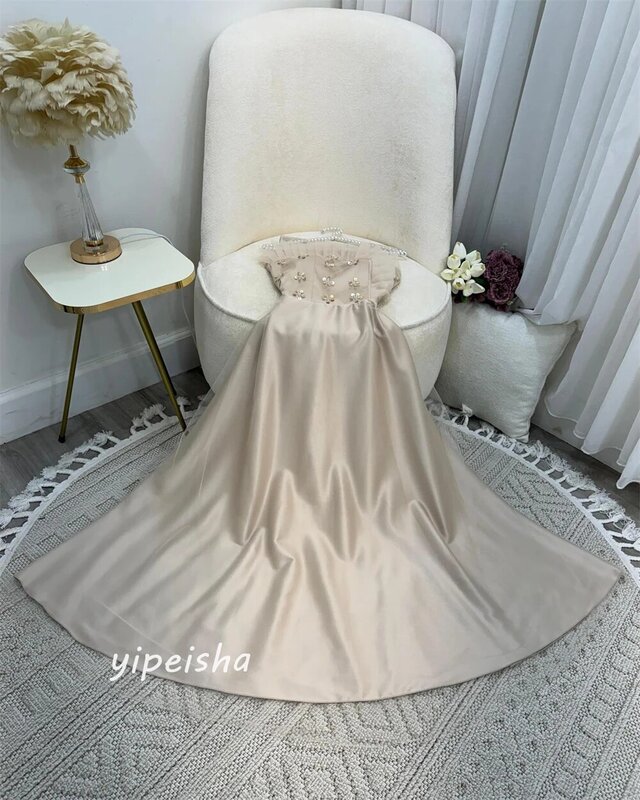 Saudi Arabia Ball Dress Evening Satin Beading Sequined Quinceanera A-line Strapless Bespoke Occasion Gown Midi Dresses