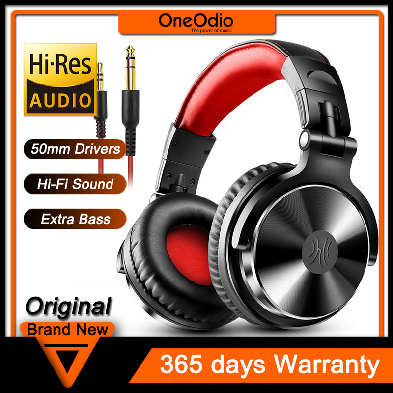 Oneodio Pro Headphone Studio berkabel, headset Bass profesional DJ dengan Mic Monitor atas telinga