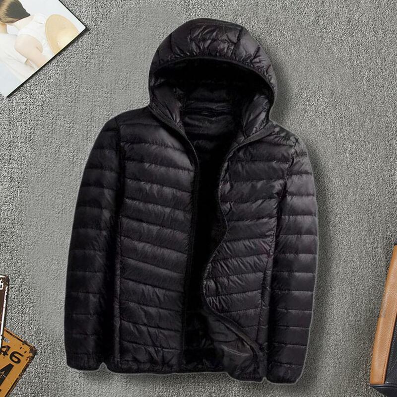 Jaqueta com capuz respirável masculina, casaco acolchoado de algodão, bolsos elásticos, popular, inverno