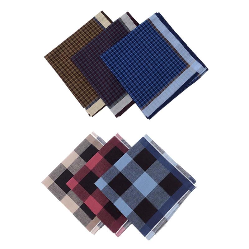 6 Pieces Plaid Handkerchief Reusable Lightweight 40cmx40cm Casual Comfortable
