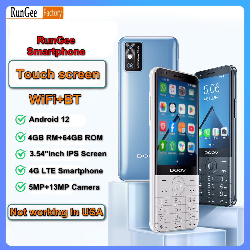 Runduextrêmes-Smartphone R17, écran tactile 3.54 ", boutons, 4G, Google, multilingue, Android 12