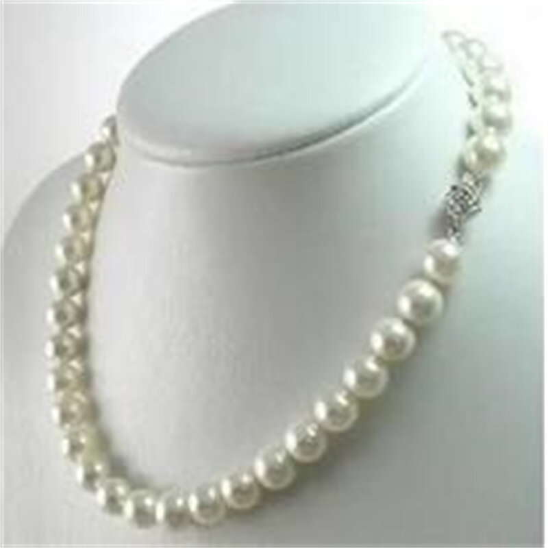 Charmant! Collier de perles de culture Akoya, 18 pouces, 8-9mm, blanc naturel, véritable