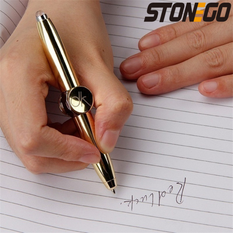 STONEGO-Bolígrafo giratorio para aliviar el estrés, giroscopio de descompresión, bola ligera, forma de dedo, pluma de escritura giroscópica