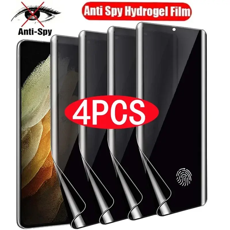 Película de hidrogel antiespía para Samsung, Protector de pantalla de privacidad para S21, S20, S22, S23, S24 Ultra FE, Note 20, 10, 9, 8, S10, S9, S8 Plus, S10E, 4 unidades