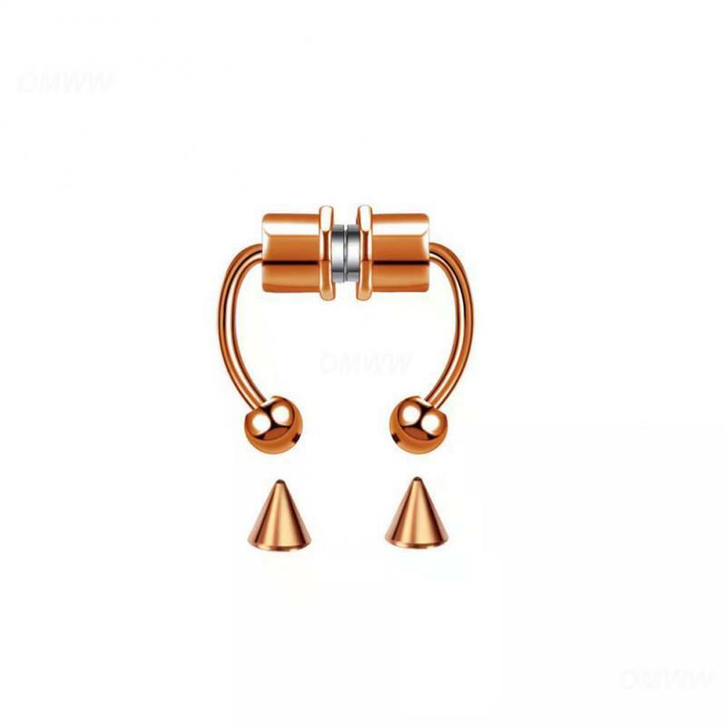 1~4SETS Horseshoe Ring Hassle-free Unique Magnetic Closure Nose Ring Faux Piercing Trend Must-have Fake Nose Ring Stylish