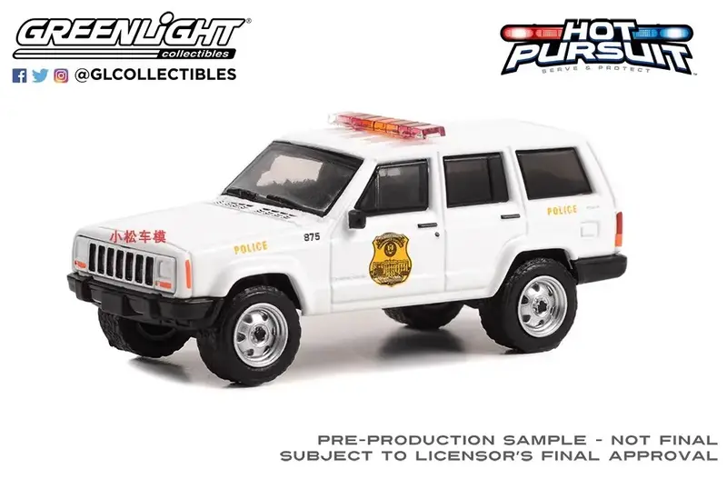 Jeep Cherokee polícia Diecast Metal liga modelo carro brinquedos, serviço especial, coleção do presente, 1:64, 2000, W1212