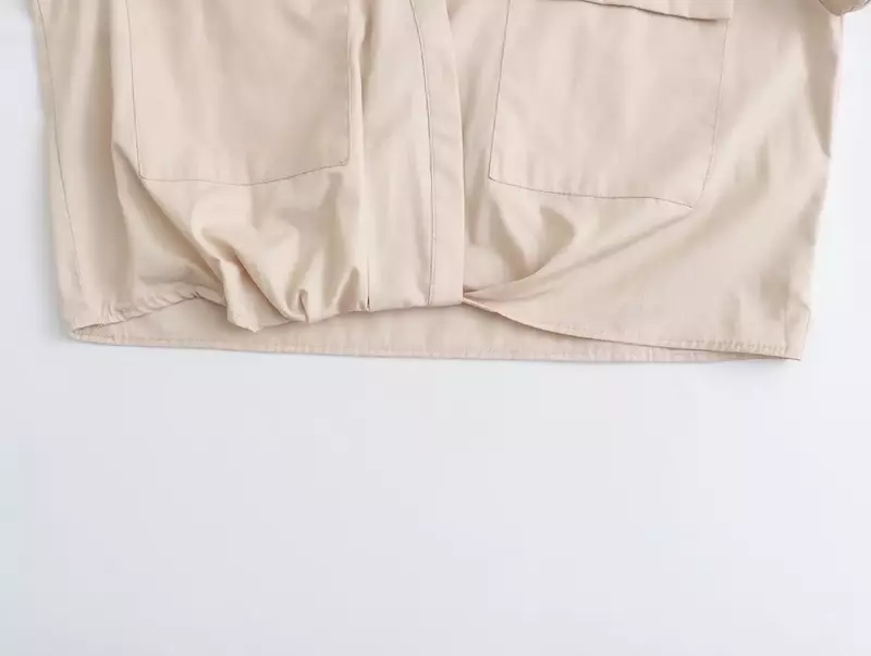 女性用半袖カジュアルTシャツ,レトロな長袖トップス,フラップポケットの装飾,新しいファッション,2024