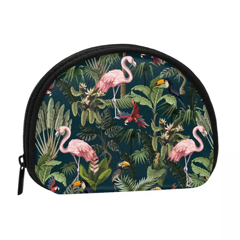 Flamingos 3D Printing Coin Purse Ladies Shopping Portable Silver  Bag Travel Mini Credit Card ID   Gift