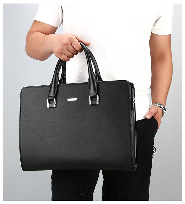 Men Fashion Business Briefcase New Design  Male Shoulder Corssbody Bag Casual Messenger Bag Laptop Handbag Travel Bag Black