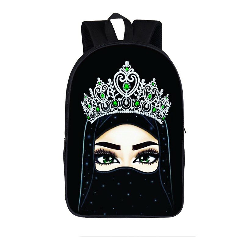 Ransel bepergian pria dan wanita, tas punggung penyimpanan tas sekolah motif Islami, kasual untuk anak laki-laki dan perempuan