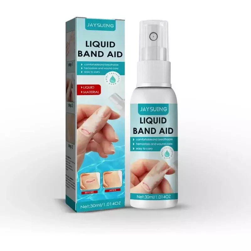 Spray de bandagem líquida impermeável adequado para todas as áreas da pele gel de cicatrização de feridas adesivo hemostático 30ml