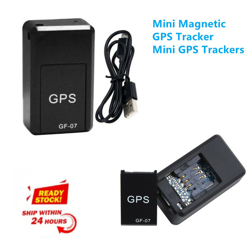 GF-07 Pelacak Mobil GPS Pencarian Lokasi Mini Alarm Suara Pelacak Waktu Nyata Slot SIM Pengisap Magnet Pesan Hewan Peliharaan Antihilang