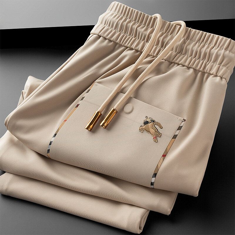Boweylun-Pantalones deportivos ligeros de lujo para jóvenes, pantalones delgados informales con cordón, transpirables y cómodos, primavera y otoño