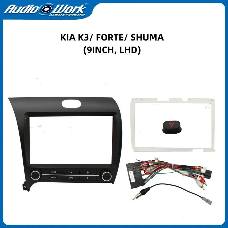 Quadro do carro Kit Fascia adaptador para KIA K3 Forte Shuma, rádio Android, painel de encaixe Traço Audio, acessórios do carro, 9"