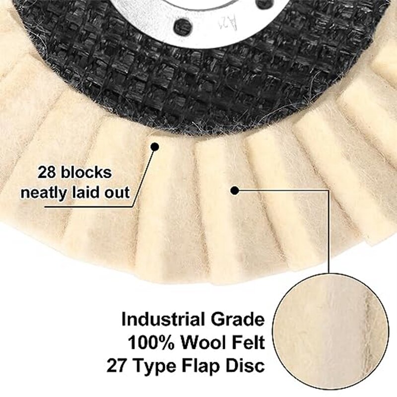 Feltro Flip Disc Lã Roda, lâmina de grelha, polimento Roda Pad, 5 Polegada, adequado para rebarbadora