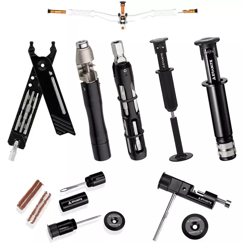 Kit multiutensile in granito-strumento per bicicletta compatto conservato nel tubo dello sterzo set per bici Multi bike Tool