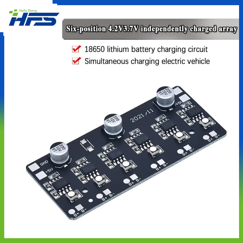 18650リチウム電池充電回路、独立充電ジャージー、6ポジション、4.2v、3.7v