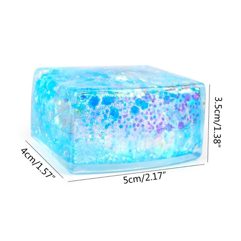 77HD Unzerbrechliches Entlüftungsspielzeug Rebounding Sensory Maltose Squeeze Ice Cube Sensory Tofu Glitter Dreamy Photo Props