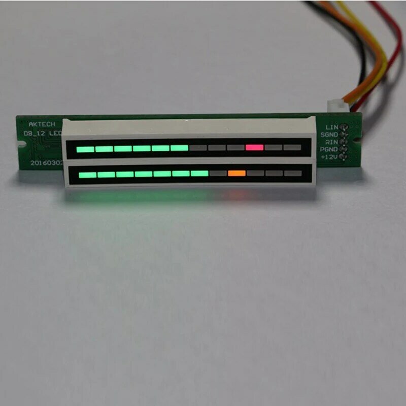 Gratis pengiriman Mini Dual 12-bit LED indikator Level musik lampu disesuaikan VU Meter Amplifier Stereo papan dengan Mode AGC