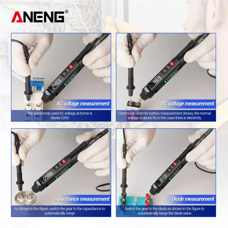 ANENG – multimètre numérique A3008, testeur de stylo à capteur automatique Intelligent, 6000 points de tension sans contact, multimètre polimetro