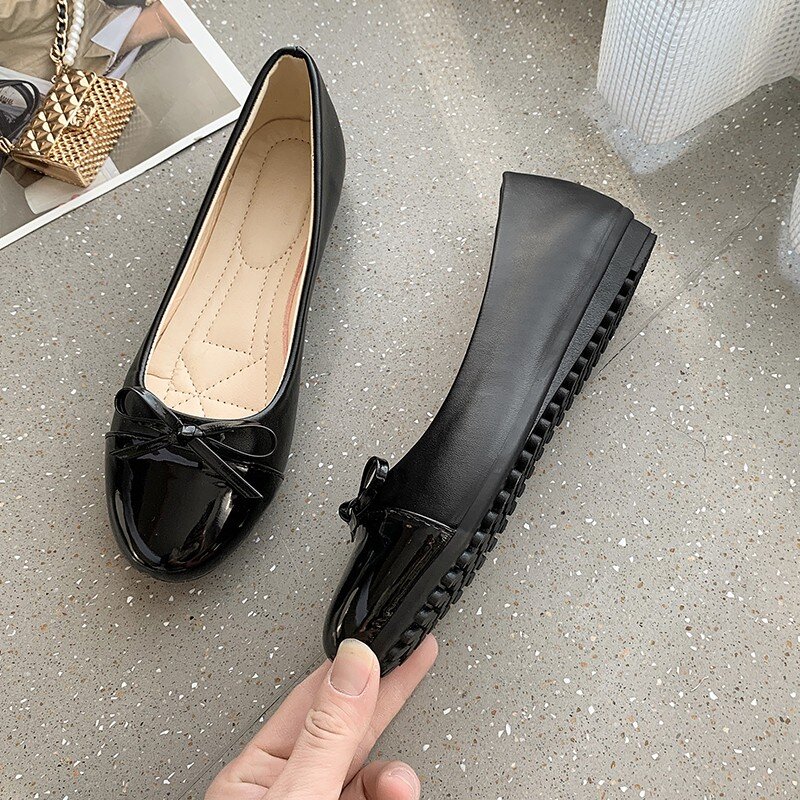 Damen Single Schuhe neue Pu Farbe passend runde Zehen Sommer Damenschuhe Casual Fashion Flat hochwertige flache Schuhe