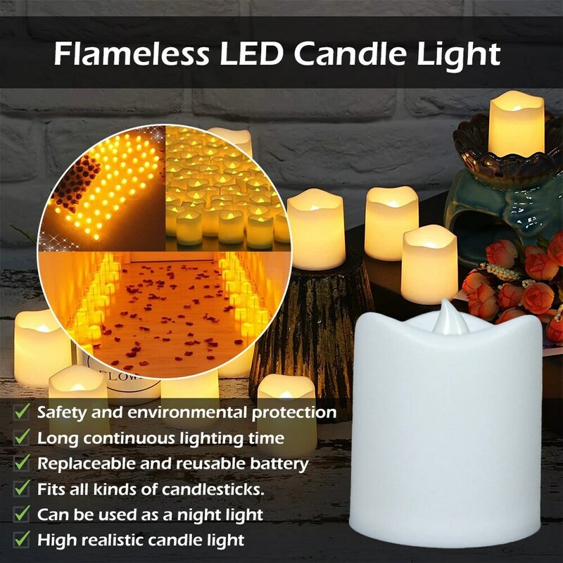 Lámpara LED electrónica para decoración del hogar, luz nocturna parpadeante, 1 piezas/24 piezas, para Festival de bodas, Halloween y Navidad