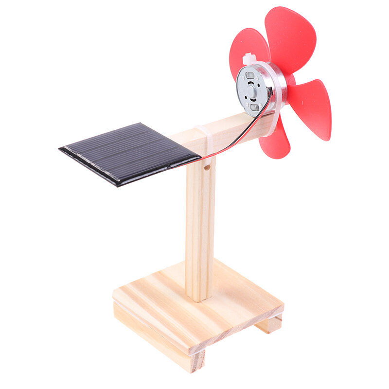 Mainan Sains kipas surya Mini DIY Kit Model, mainan pendidikan fisika siswa kayu