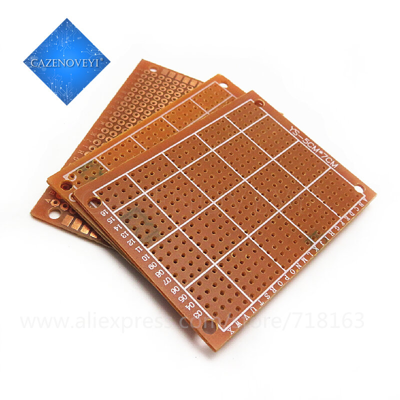 Placa de circuito de matriz de experimentos universales, prototipo de papel de cobre PCB, 5x7cm, 5x7cm, 10 unidades por lote