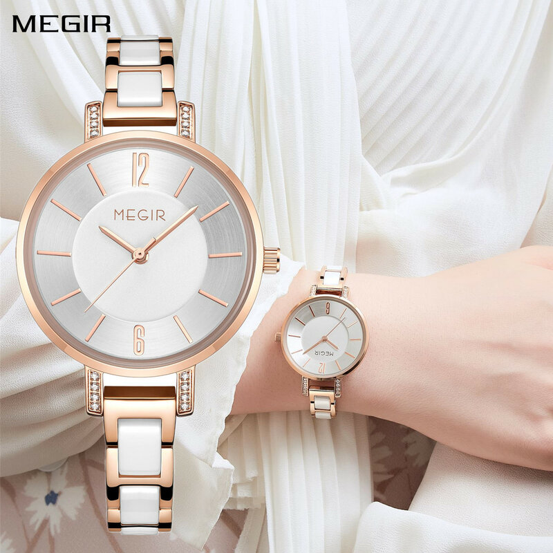Megir-quartzo relógio para mulheres, marca de moda, casual, impermeável, esportes, para vestido