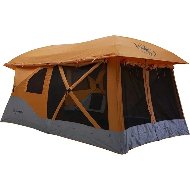 خيمة مركز للتخييم في الغزال مع مطر يطير ويمتد الحجم ، مأوى محمول في الهواء الطلق ، خيمة لـ 4 إلى 8 أشخاص ، T4 Plus