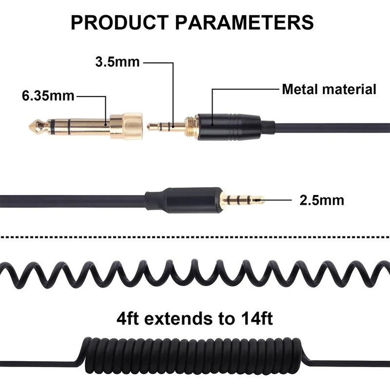 6,35mm feder gewickeltes Ersatzkabel-Verlängerung kabel für Takstar Pro82 Pro 82-Kopfhörer