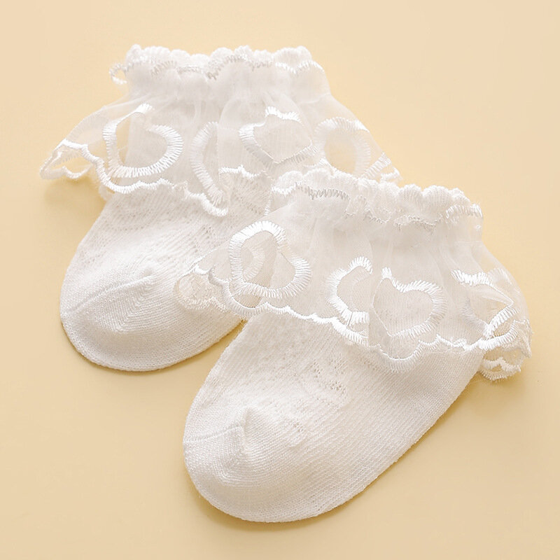 Moda bambina calzini pizzo ricamo Patchwork volant calzini di cristallo trasparenti per bambini calzini antiscivolo per interni ed esterni
