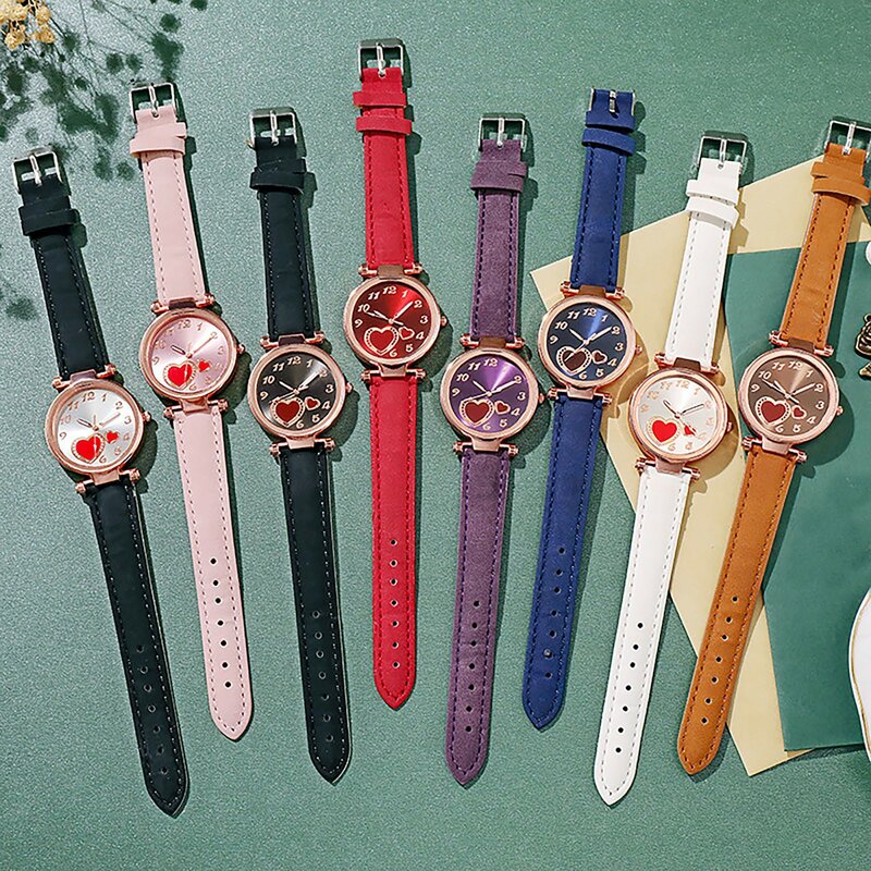 Luxury Love Ladies Watch Leather Strap Analog Quartz Wristwatches Fashion Temperament Ladies Watch Gift Reloj Mujer Elegante