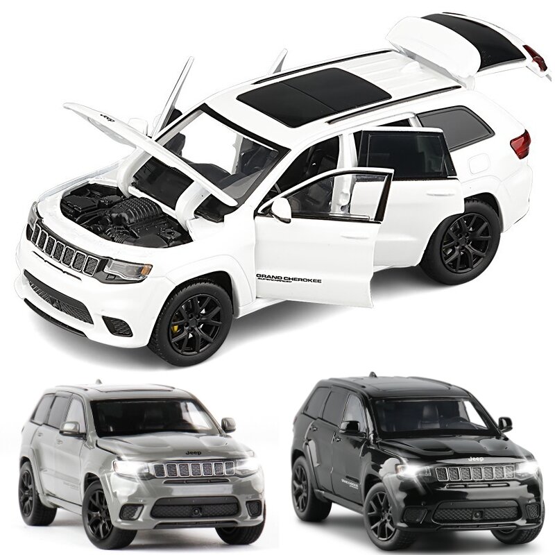 Jeep Grand Cherokee Speedway Hawk JACKIEKIM miniatura de juguete, modelo de coche SUV, sonido y luz, regalo de colección para niños, 1/32