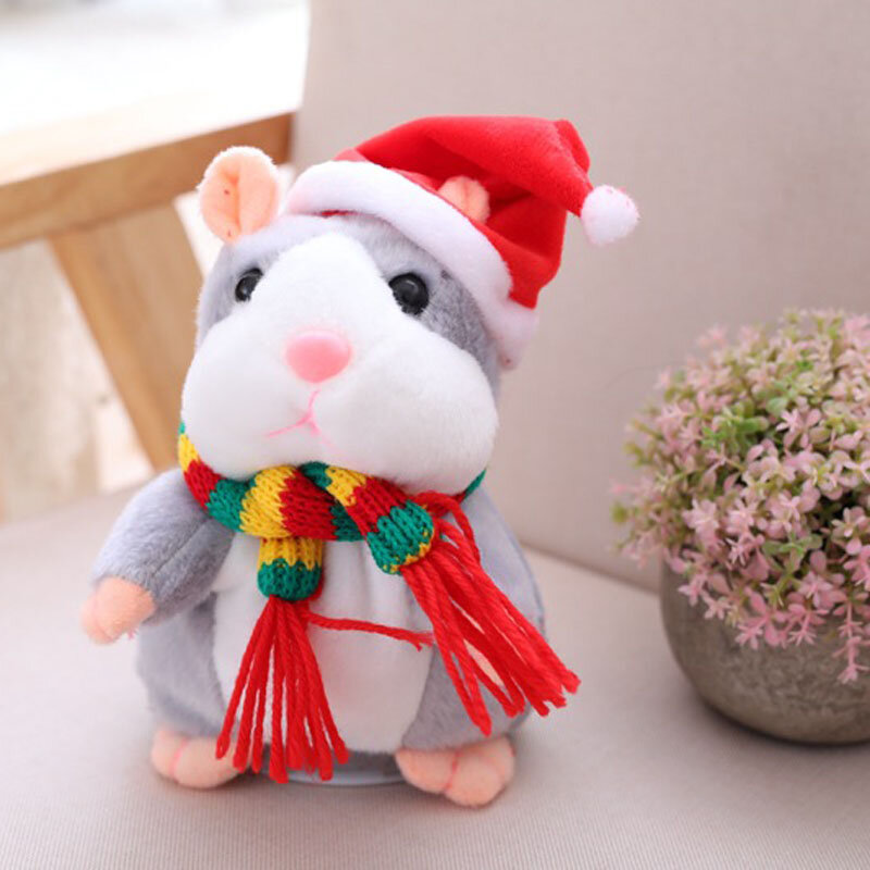 Mainan mewah Hamster bicara perekam suara bicara mainan Hamster lucu hewan boneka berulang untuk anak-anak hadiah Natal