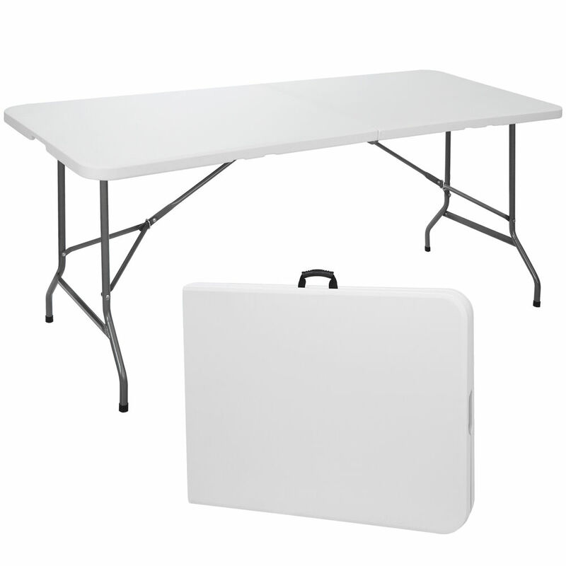 손잡이가 있는 휴대용 접이식 하프 피크닉 유틸리티 테이블, 6FT 플라스틱 접이식 테이블