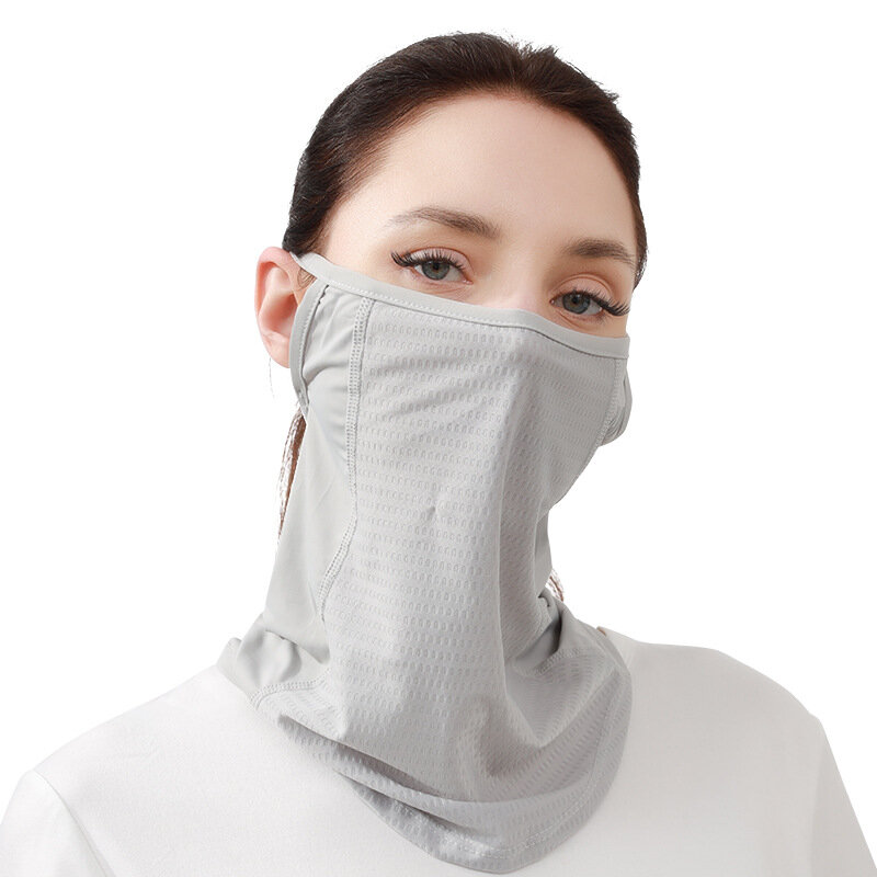 Mascarilla de protección solar, máscara facial de malla, protección UV, protector de cuello, sombrilla fina de verano, máscara facial Anti UV