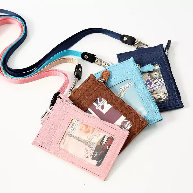 Soporte de Color sólido con cordón para tarjetas de crédito, 1 piezas, monedero, billetera para estudiantes, bolsas para tarjetas de autobús