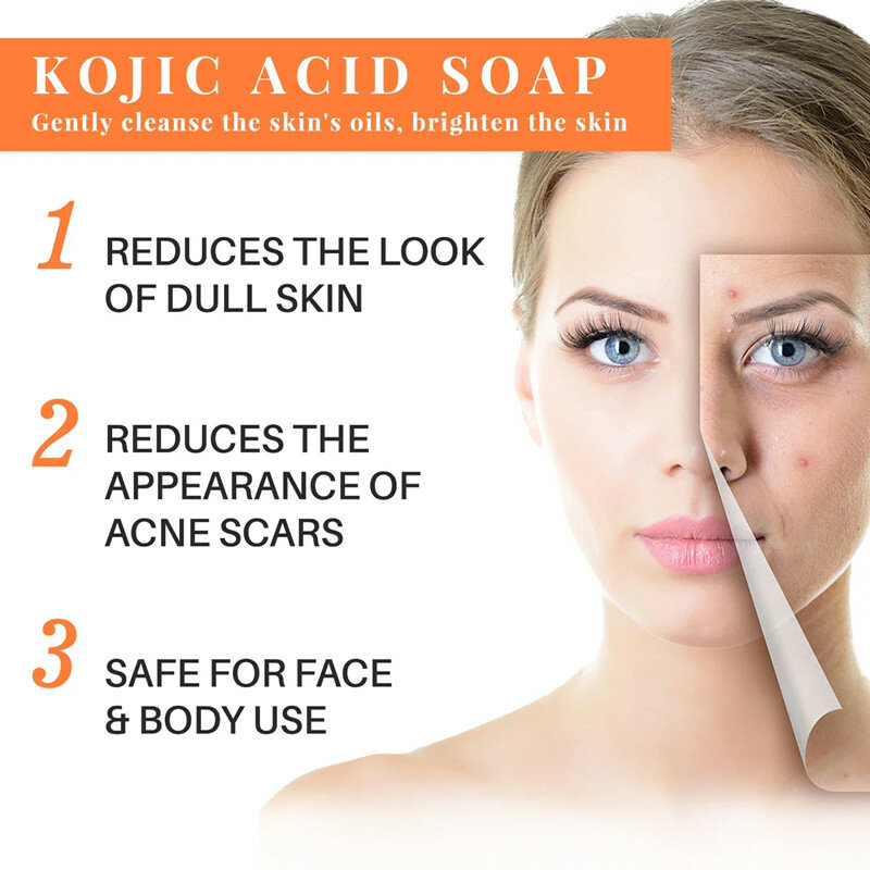 65g x2 Kit di sapone all'acido cogico pulizia del viso pori sporco Acne comedone Anti-Acne rimuovi pulizia profonda controllo dell'olio sbiancamento della pelle