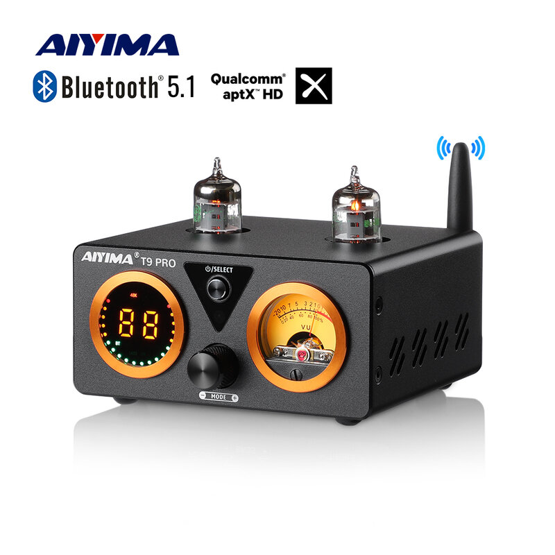 AIYIMA-Amplificateur de puissance Bluetooth T9 PRO APTX HD, audio 100W x 2, HiFi, stéréo, radiateur USB, COmanyY OPT VU-mètre, amplificateur à tube