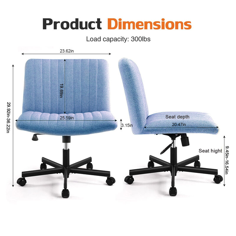 Comfortable and Stylish Armless Swivel Home Office Chair for Cross-Legged Sitting Experience