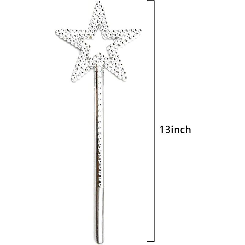 Серебряные Игрушки для девочек, 13 дюймов, звездная палочка, ангельская палочка, палочки принцессы, бриллиантовая палочка с покрытием, серебряная звезда