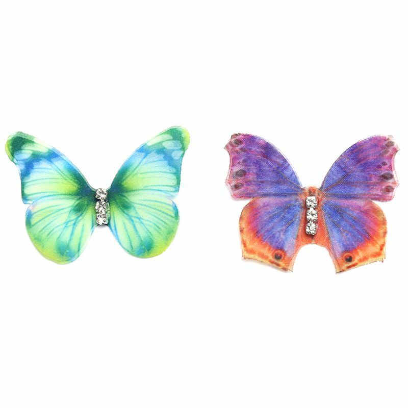 Uclio 50Pcs Gradienten Farbe Organza Stoff Schmetterling Appliques 38Mm Transluzenten Chiffon Schmetterling für Party Decor, Puppe Verschönern