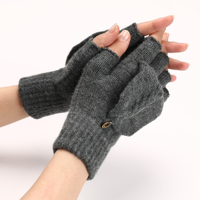 Мужские и женские осенне-зимние вязаные офисные теплые перчатки с закрытыми пальцами без пальцев студенческие однотонные перчатки для ремонта для мальчиков и девочек