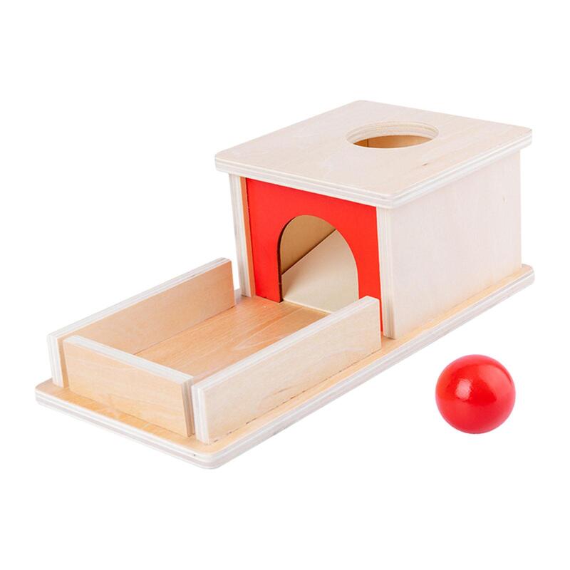 Wooden Object Permanence Box Imagination Preschool with Tray and Ball Ball Drop Box for Boys Girls Kids Infant 6-12 Month Babies
