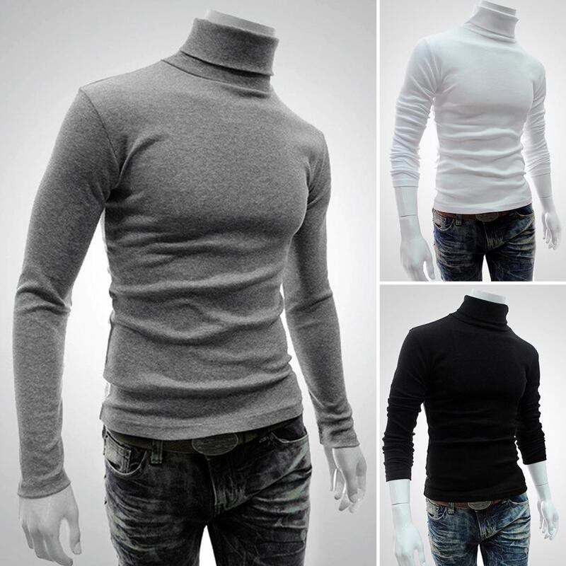 Fashion Long Sleeve Turtleneck Men Pullover Lightweight Men Pullover Turtleneck Slim Fit Autumn Pullover for Home