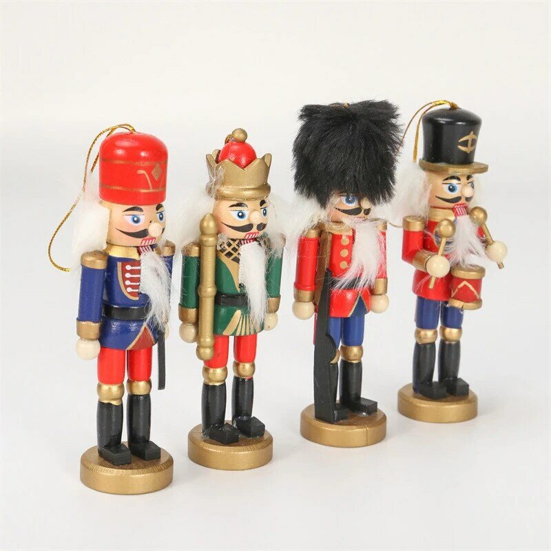 12cm Nutcracker Miniatures Nutcracker Puppet Ornaments Desktop Decoration Cartoons Walnuts Soldiers Band Dolls