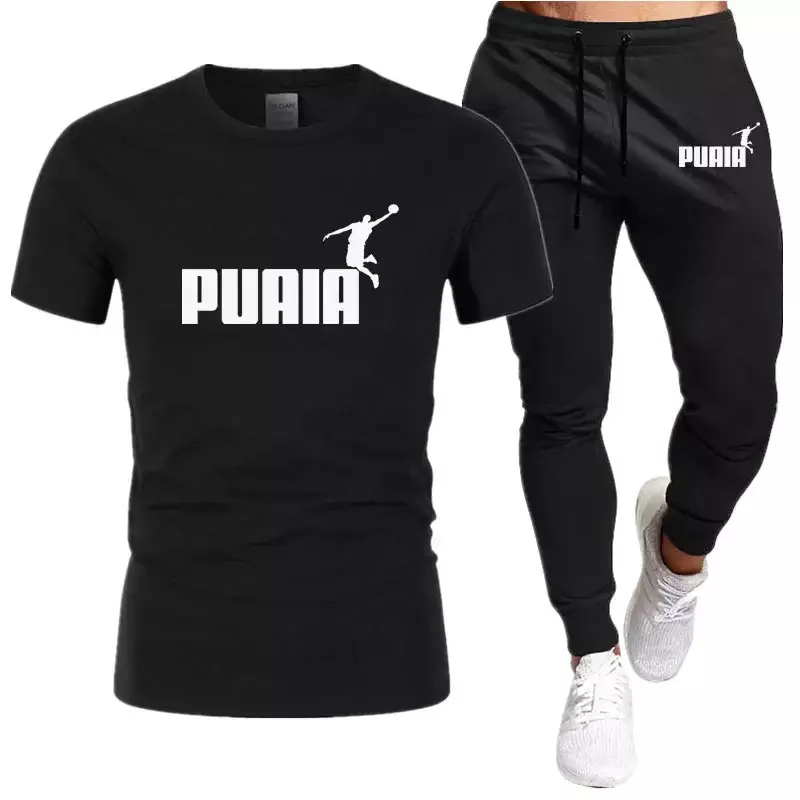 2024 Summer T-Shirt and Pants Two Piece Sets Men's Casual Sports Suit Brand Fashion Pure Cotton Short sleeve jogging Sportswear